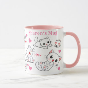 Personalized Cute Cat and Mouse  Kids' Mug