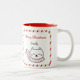 Personalized Cute Cat Christmas Mug