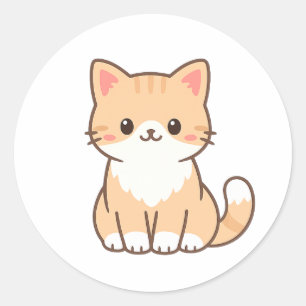 Personalized Cute Cat Gift – Custom Pet Name Minim Classic Round Sticker