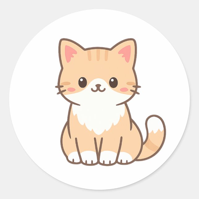 Personalized Cute Cat Gift – Custom Pet Name Minim Classic Round Sticker (Front)