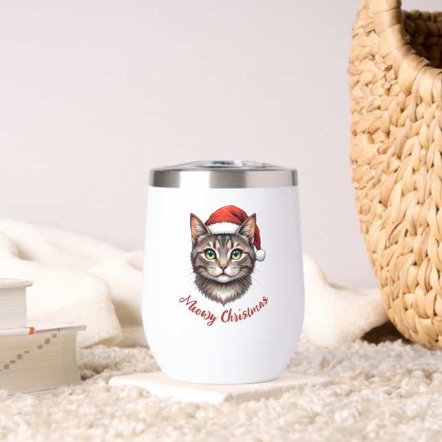 Personalized Cute Christmas Cat with Santa Hat (Living Room (Rotated))