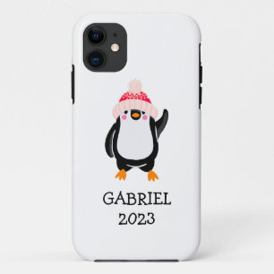 Personalized Cute Christmas Penguin in Red Hat  iPhone 11 Case