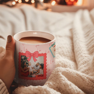 Personalized Cute Christmas Photo Collage Large Coffee Mug