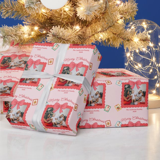 Personalized Cute Christmas Photo Collage  Wrapping Paper (Holidays)