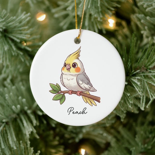 Personalized Cute Cockatiel Pet Bird Ceramic Tree Decoration (Tree)