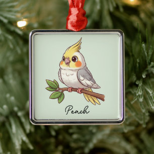 Personalized Cute Cockatiel Pet Bird Metal Tree Decoration