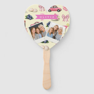 Personalized Cute Coquette Pink Cocktail Ribbon Hand Fan