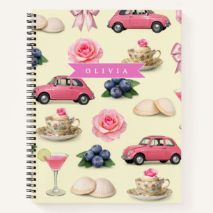 Personalized Cute Coquette Pink Cocktail Ribbon Notebook