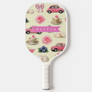 Personalized Cute Coquette Pink Cocktail Ribbon Pickleball Paddle