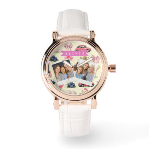Personalized Cute Coquette Pink Cocktail Ribbon Watch