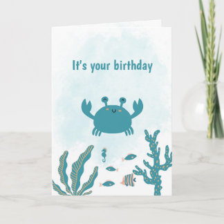 Personalized Cute Crab Birthday Card