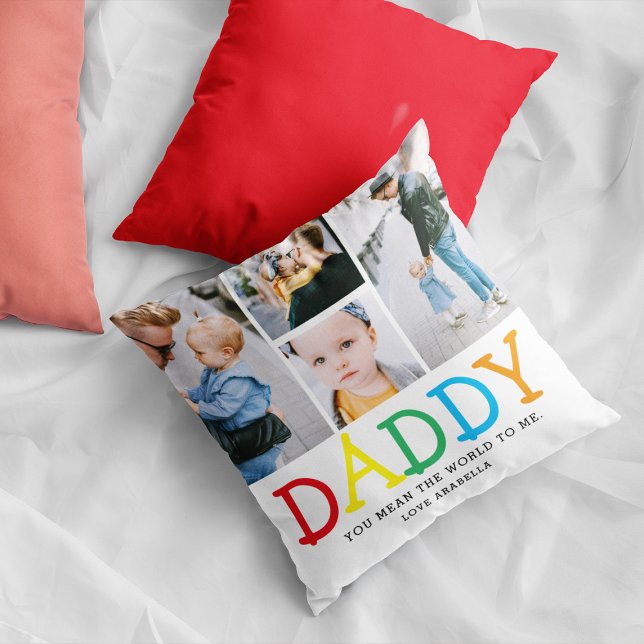 Personalized Cute 'Daddy' Photo Collage Keepsake Cushion (Creator Uploaded)