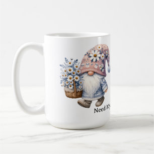 Personalized Cute Daisy Flower Gnome Women's Coffee Mug
