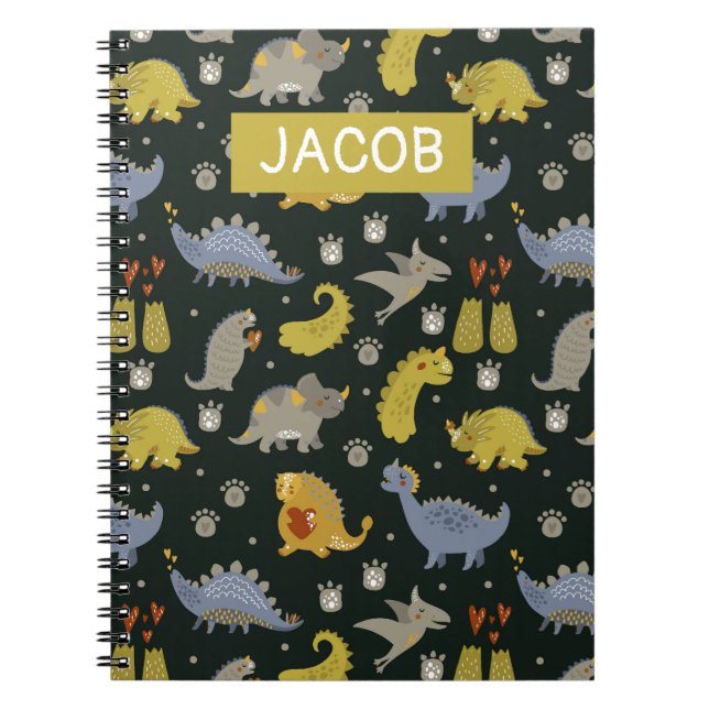 Personalized Cute Dinosaur Pattern Notebook (Front)