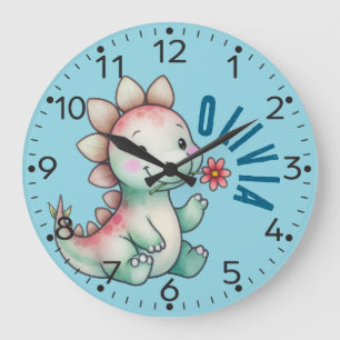 Personalized Cute Dinosaur, Stegosaurs, Wall Clock