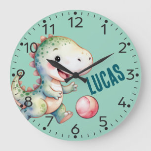 Personalized Cute Dinosaur, T-Rex, Wall Clock