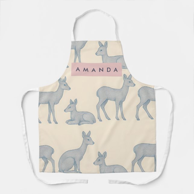 Personalized Cute Elegant Deer Pattern Apron (Front)