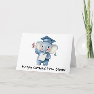 Personalized  Cute Elephant  Graduation  Card