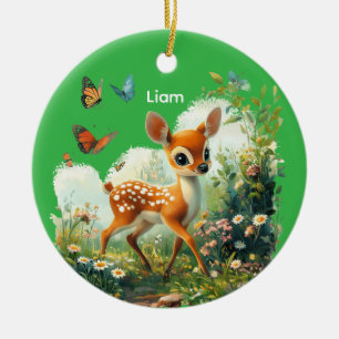 Personalized Cute Fawn Ceramic Tree Decoration