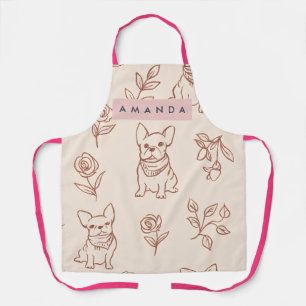 Personalized Cute French Bulldog Floral  Apron