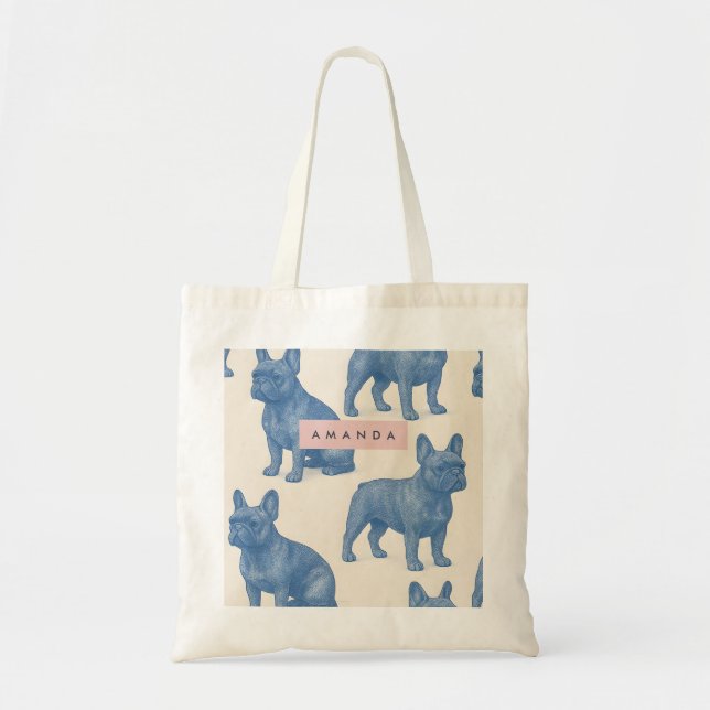 Personalized Cute French Bulldog Tote Bag (Front)