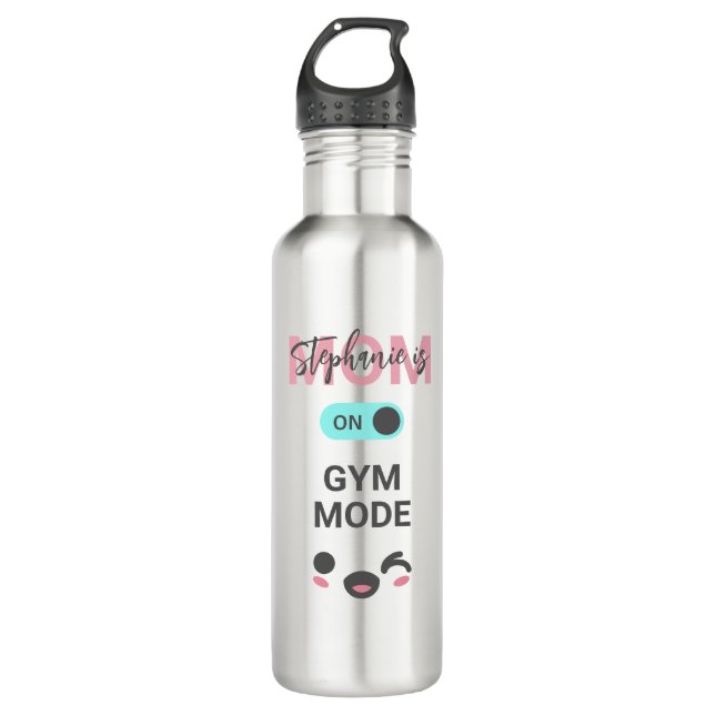 Personalized Cute Fun Mom is On Gym Mode  710 Ml Water Bottle (Front)