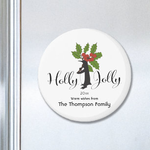 Personalized Cute Funny Penguin Christmas Magnet