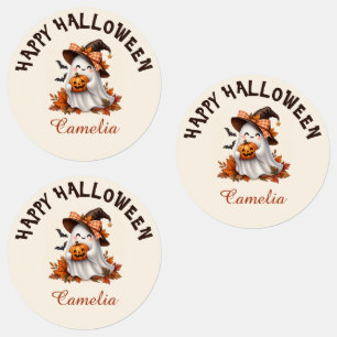 Personalized Cute Ghost Halloween Name Stickers