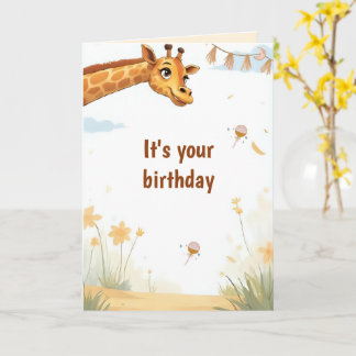 Personalized Cute Giraffe Birthday Card