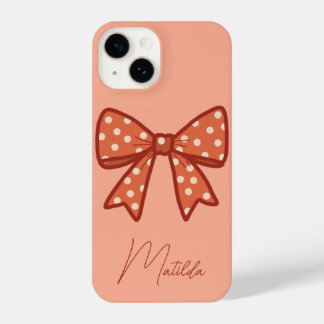 Personalized Cute girly gingham bow ribbon iPhone 14 Case