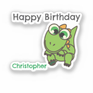 Personalized cute green dinosaurs blue birthday