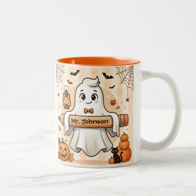Personalized Cute Halloween Ghost Teacher Mug (Right)