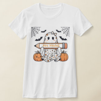 Personalized Cute Halloween Ghost Teacher T-Shirt