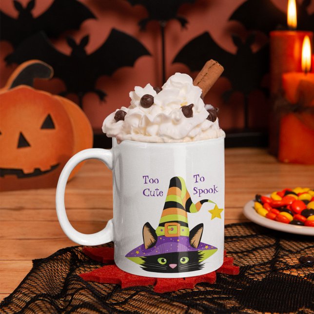 Personalized Cute Halloween Witch Black Cat Coffee Mug (Creator Uploaded)