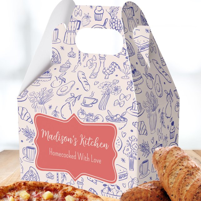Personalized Cute Hand Drawn Food Favour Box (In situ)
