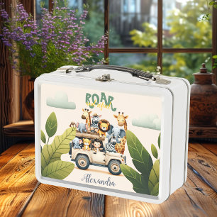 Personalized Cute Jungle Animals Kids  Metal Lunch Box