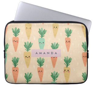Personalized Cute Kawaii Pastel Carrot Faces  Laptop Sleeve