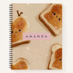 Personalized Cute Kawaii Toast Pattern Notebook