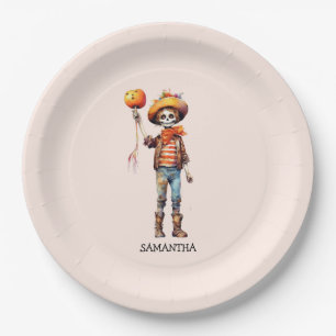 Personalized Cute Kid Zombie Halloween (3) Paper Plate