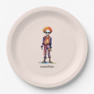Personalized Cute Kid Zombie Halloween (6) Paper Plate