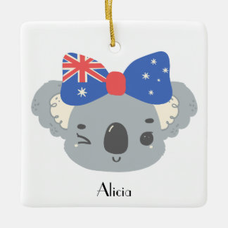 Personalized Cute Koala Baby's 1st Christmas Ceramic Ornament