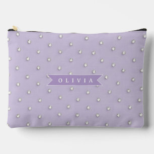 Personalized cute lavender rhinestone polka dot accessory pouch