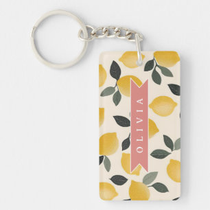 Personalized Cute Lemon Pattern Fresh Summer Key Ring
