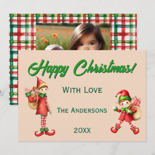 Personalized Cute Little Elf Christmas Photo Holiday Card