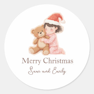 Personalized cute little girl and teddy Sticker