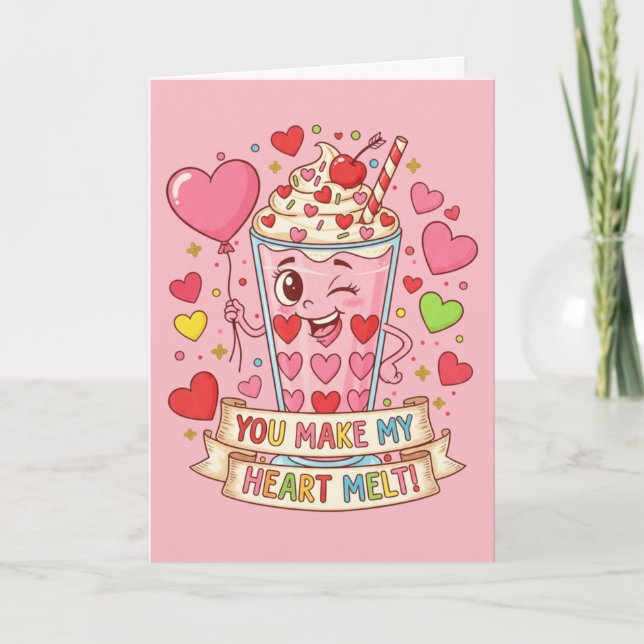 Personalized Cute Love Milkshake Valentine Card (Front)