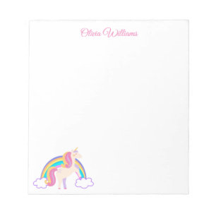 Personalized Cute Magical Rainbow Unicorn  Notepad