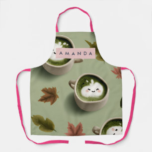 Personalized Cute Matcha Latte Pattern Apron
