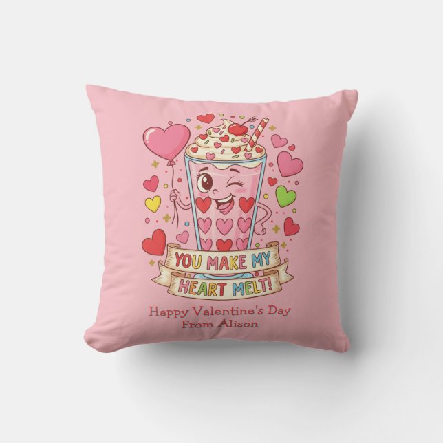 Personalized Cute Milkshake Valentine Cushion (Front)
