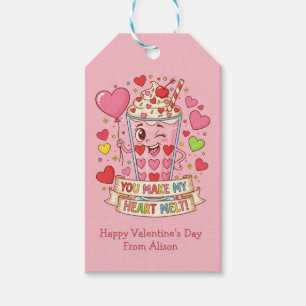 Personalized Cute Milkshake Valentine Gift Tags
